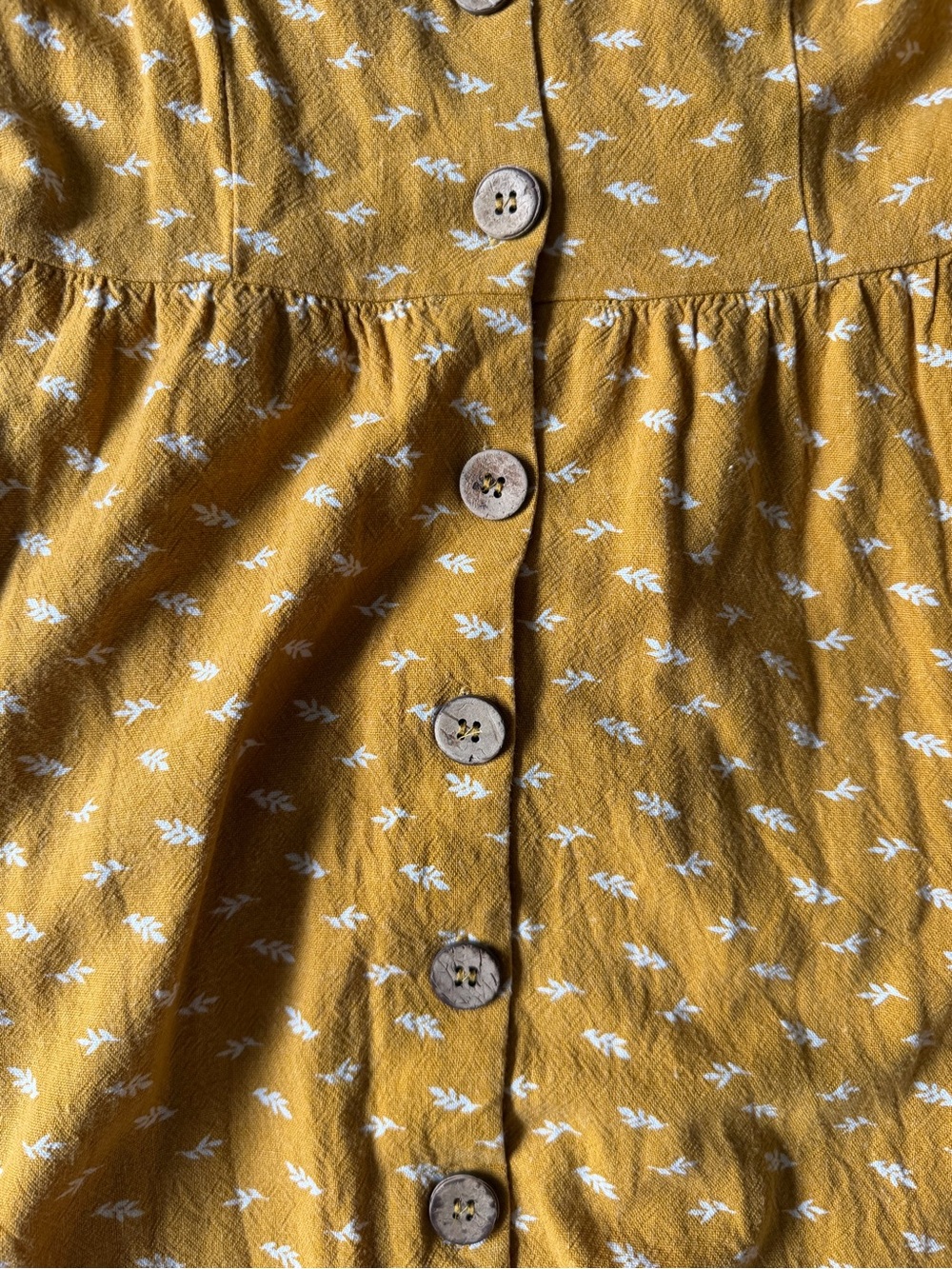 Blu Pepper Mustard Yellow Floral Print Button Front Midi Dress Adjustable Straps - Picture 5 of 7